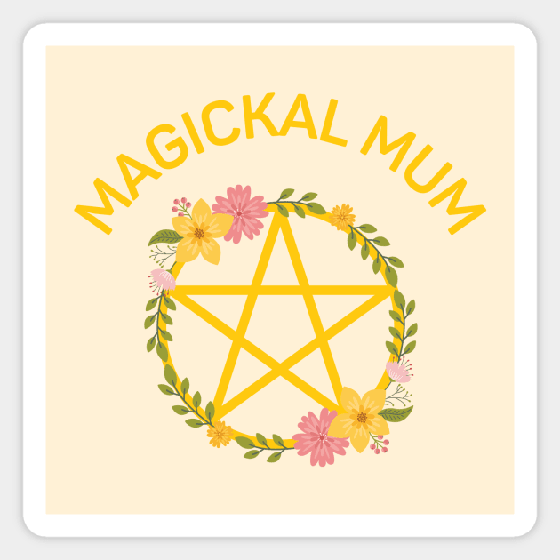 Magickal Mum Midsummer Floral Pentacle Cheeky Witch® Magnet by Cheeky Witch